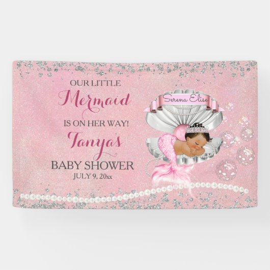 Mermaid Ethnic Baby roze Clam Shell Pearls Spandoek (Horizontaal)