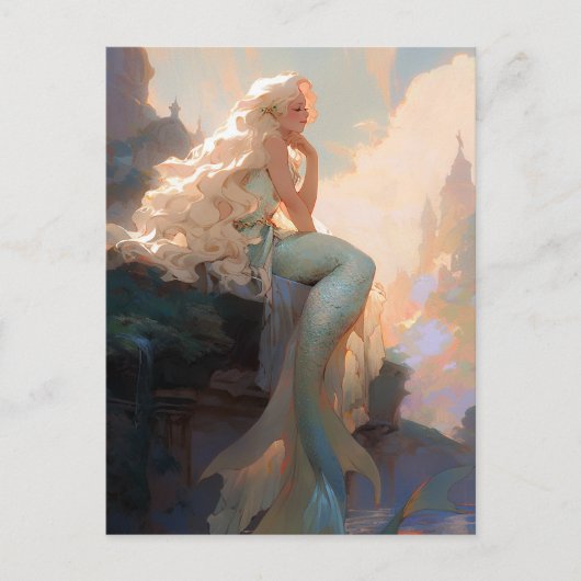 Mermaid Fantasy Art Briefkaart (Voorkant)