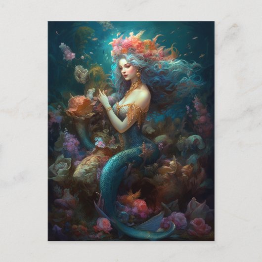 Mermaid Fantasy Art Briefkaart (Voorkant)