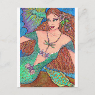Mermaid Fantasy "The Dragonfly Ketting" Art Briefkaart