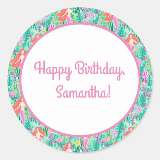 Mermaid Feest Eten en Drinken Label Set (Voorkant)