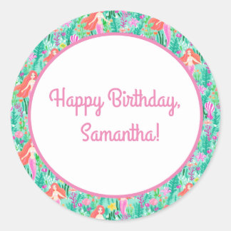 Mermaid-feestvoedsel en drankje labelset ronde sticker