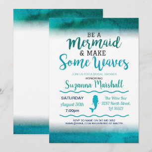 Mermaid Fête des mariées Invitation Turquoise Bach