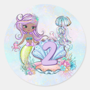 Mermaid First Birthday   Fysieke Zee Life Party Ronde Sticker