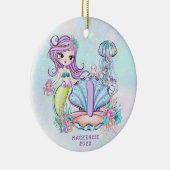 Mermaid First Birthday | Whimsical Keepomwille Keramisch Ornament (Rechts)