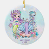 Mermaid First Birthday | Whimsical Keepomwille Keramisch Ornament (Achterkant)