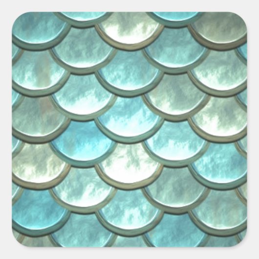 Mermaid Fish Scale Dragon Scale Scale Vierkante Sticker (Voorkant)