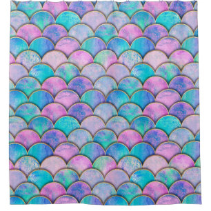 Mermaid fish scale wave japanese seamless pattern. douchegordijn