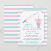Mermaid Fishing Themed Baby Shower Invitations (Devant / Derrière)