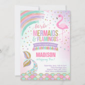 Mermaid & Flamant rose Birthday Invitation Magazin (Devant)
