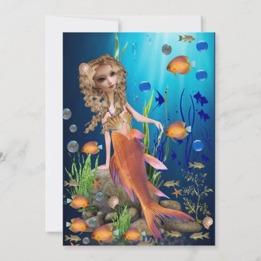 Mermaid Flat-kaart Feestdagenkaart (Voorkant)