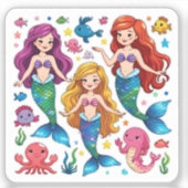 Mermaid Friends Personalized Fun set  Sticker (Voorkant)