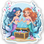 Mermaid Friends Personalized Fun set  Sticker (Voorkant)