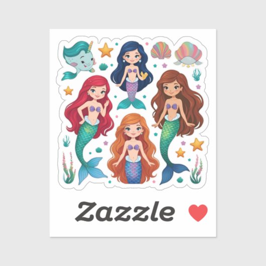 Mermaid Friends Personalized Fun set  Sticker (Feuille)