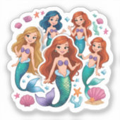 Mermaid Friends Personalized Fun set  Sticker (Voorkant)