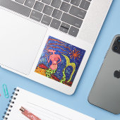 Mermaid Fun vinyl sticker (Laptop met iPhone)