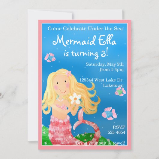 Mermaid Garden Invitation Kaart (Voorkant)