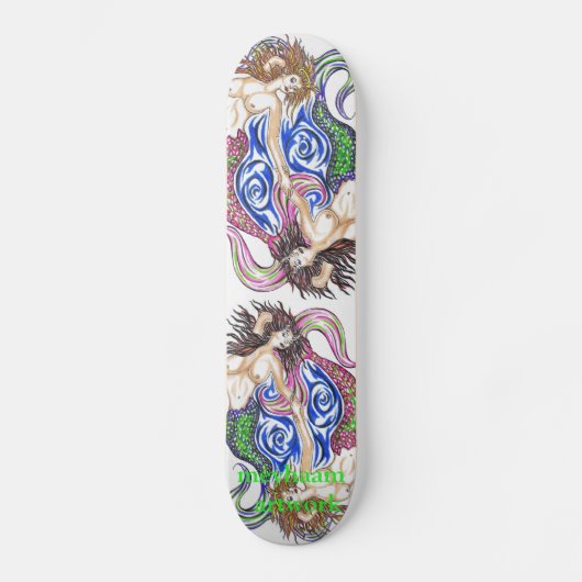 Mermaid gekleurde illustratie skateboard (Voorkant)