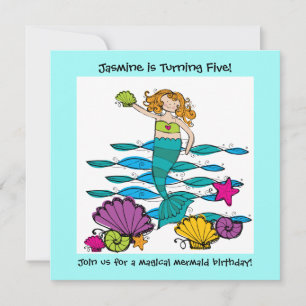 Mermaid Gepersonaliseerd Birthday-uitnodigingen Kaart