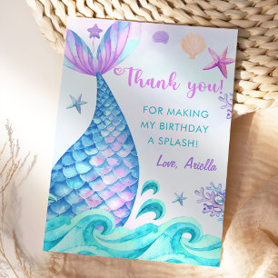 Mermaid Girl Birthday Party Bedankkaart