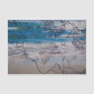 Mermaid Girl Blue White Nautical Ocean Waves Tissuepapier