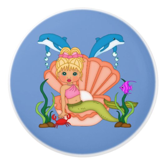 Mermaid Girl Keramische Knop (Voorkant)