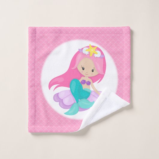 Mermaid Girl Princess Girly Pales rose mignonnes e (Gant de toilette)