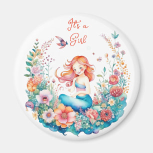 Mermaid Girl's Baby shower Het is een meisje Magneet