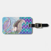 Mermaid Glitter Illustration with Tail Scales Bagagelabel (Voorkant horizontaal)