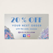 Mermaid glitter sequoire korting-kaart visitekaartje (Achterkant)