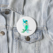 Mermaid Green Mermaid Tail Girly Ronde Button 7,6 Cm (In situ)