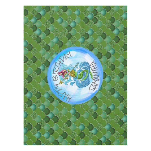 Mermaid Green Warrior Tablecloth Tafelkleed (Voorkant)