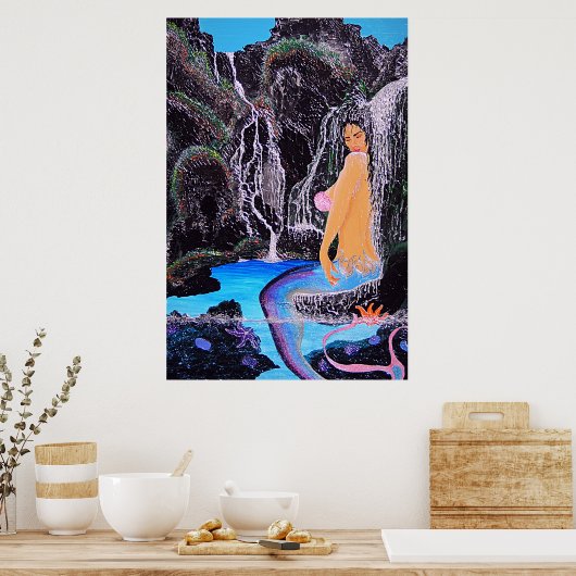 Mermaid grotto douche poster (Keuken)