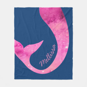 Mermaid Half Fun, aangepaste naam Roze Fleece Deken
