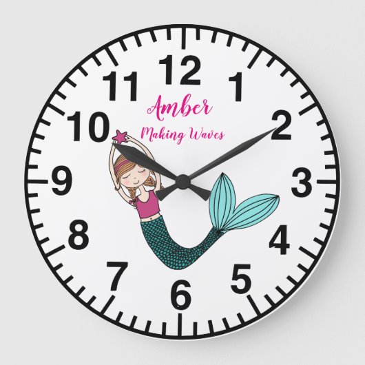 Mermaid Horloge nom personnalisé choisir mermaid (Recto)