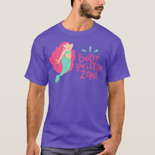 Mermaid illustration Body Positive Zone on paars T-shirt