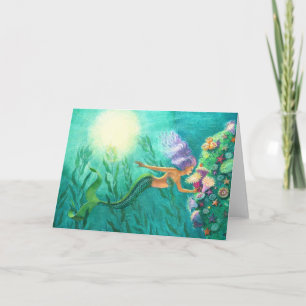 Mermaid imaginaire art carte de voeux Beautiful Se