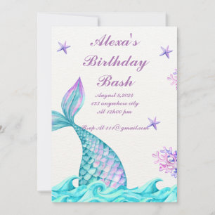 MERMAID INVITATION D'ANNIVERSAIRE
