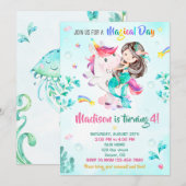 Mermaid invitation d'anniversaire Fille Fête magiq (Devant / Derrière)