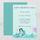 MERMAID INVITATION D'ANNIVERSAIRE, INVITATIONS, NU (Devant / Derrière)