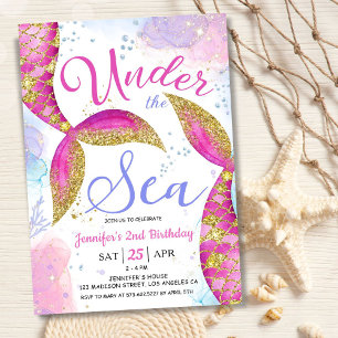 Mermaid Invitation de fête du 2e anniversaire sous