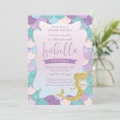 Mermaid Invitation for Birthday Party Gold Glitter Kaart (Staand voorkant)