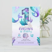 Mermaid Invitation w/Mermaid Tail Kaart (Staand voorkant)