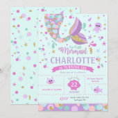 Mermaid Invitations Anniversaire Mermaid Party (Devant / Derrière)