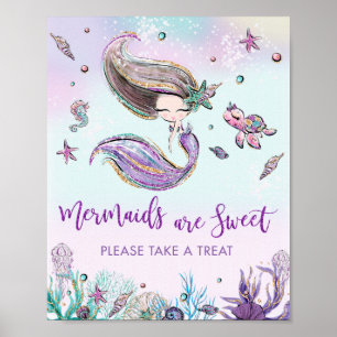 Mermaid is Sweet Gelieve een Treat te tekenen Poster