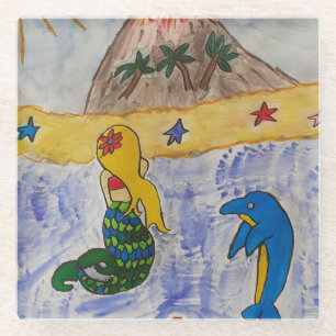 Mermaid Island Glass Onderzetter Glazen Onderzetter