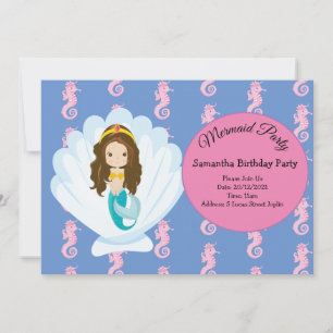 Mermaid jaune Anniversaire Fête Invitation