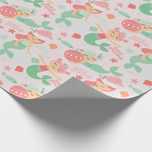 Mermaid Kerstmis Cadeaupapier (Hoek)