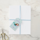 Mermaid Kerstmis Paars Glitter Personeelsformatie Cadeaulabel (Met Touw)
