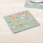 Mermaid Kerstmis Vierkante Kartonnen Onderzetter (Schuin)